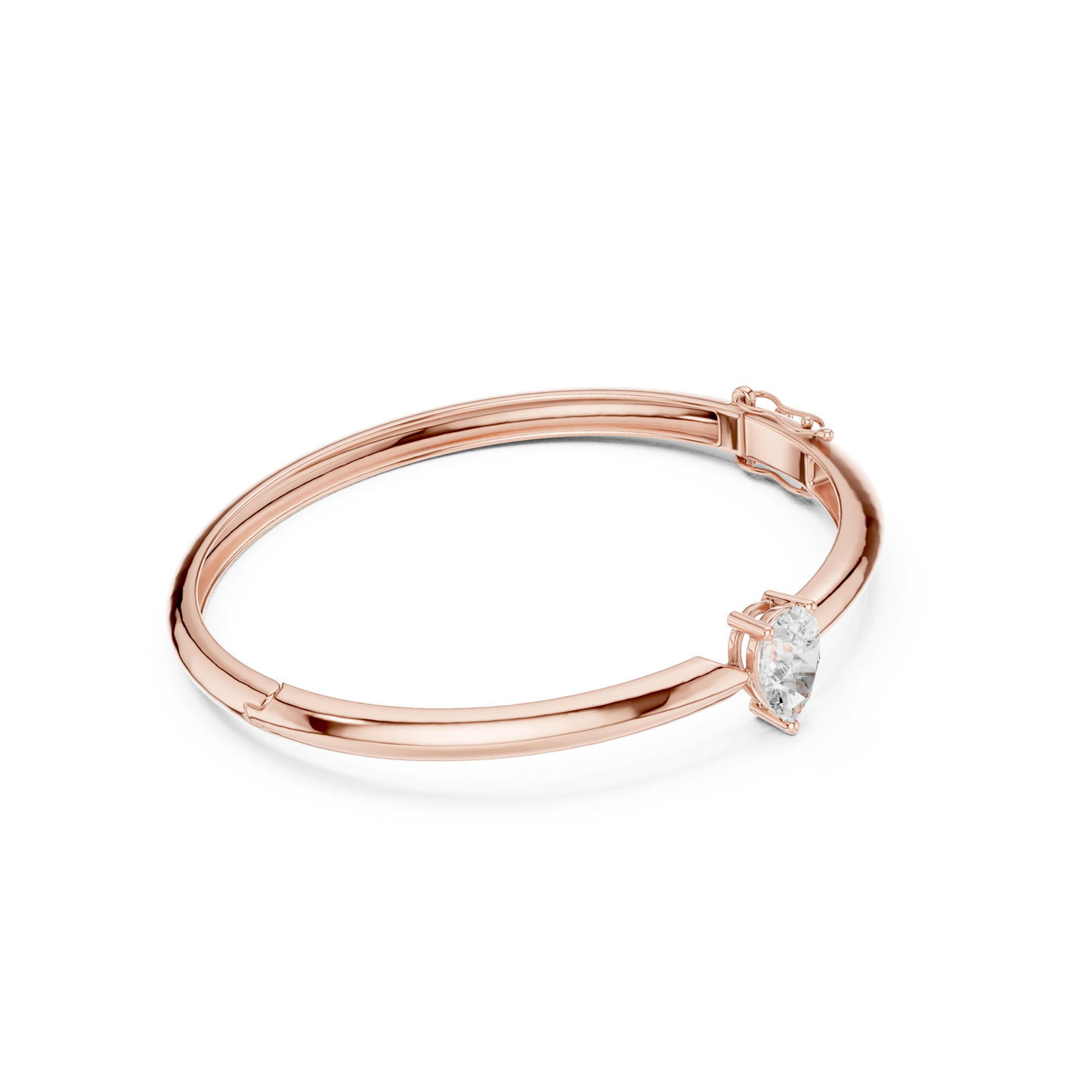 1.97CTW Pear Cut Solitaire Diamond Tapered Bangle - Yellow Gold