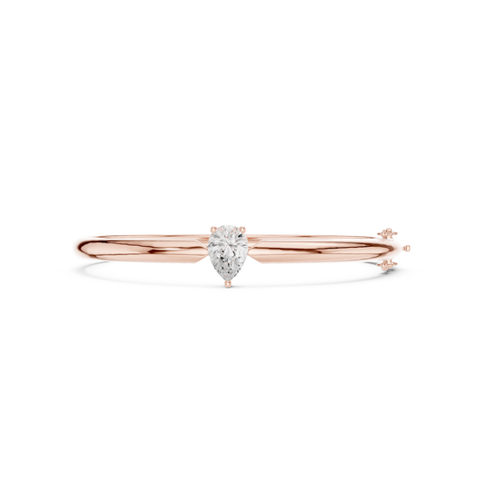 1.97CTW Pear Cut Solitaire Diamond Tapered Bangle - Yellow Gold