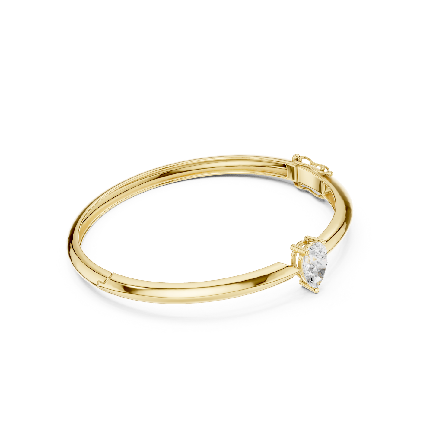 1.97CTW Pear Cut Solitaire Diamond Tapered Bangle - Yellow Gold