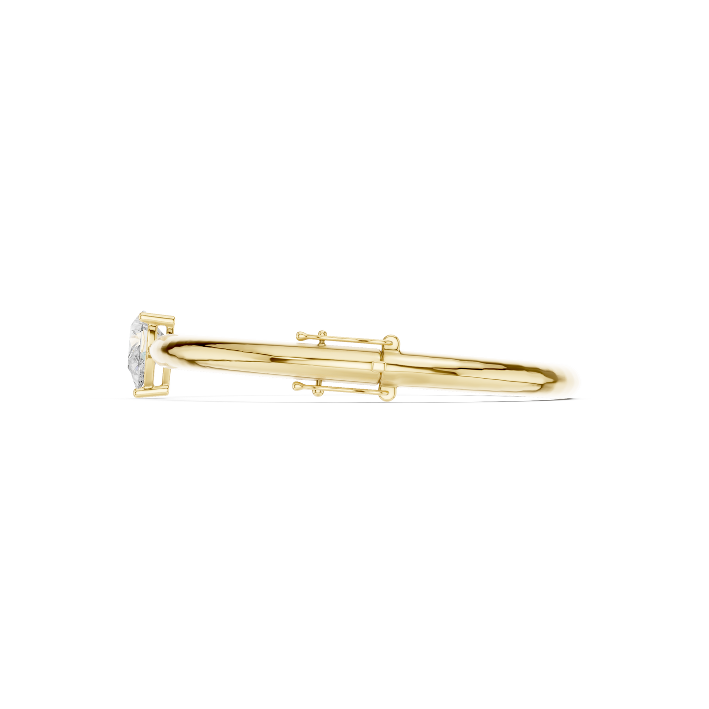 1.97CTW Pear Cut Solitaire Diamond Tapered Bangle - Yellow Gold