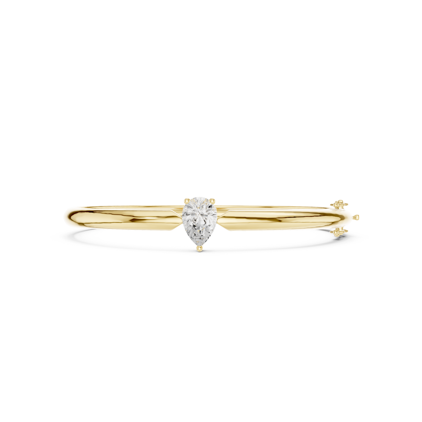 1.97CTW Pear Cut Solitaire Diamond Tapered Bangle - Yellow Gold