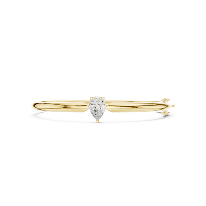 1.97CTW Pear Cut Solitaire Diamond Tapered Bangle - Yellow Gold