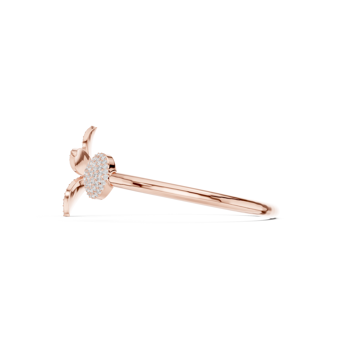 1.55CTW Diamond Butterfly Open Cuff Bangle Bracelet - Yellow Gold