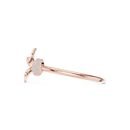 1.55CTW Diamond Butterfly Open Cuff Bangle Bracelet - Yellow Gold