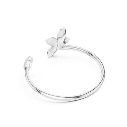 1.55CTW Diamond Butterfly Open Cuff Bangle Bracelet - Yellow Gold