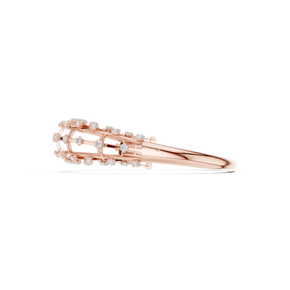 1.91CTW Multi-Row Cage Diamond Grid Bangle Bracelet - Yellow Gold