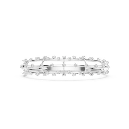 1.91CTW Multi-Row Cage Diamond Grid Bangle Bracelet - Yellow Gold