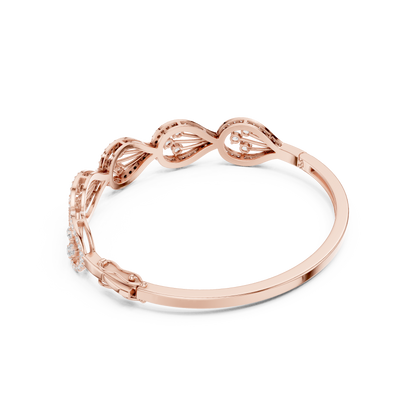 1.75CTW Pear Shape Diamond Halo Filigree Bangle Bracelet - Yellow Gold