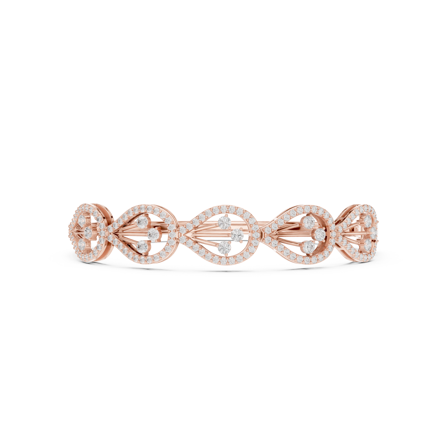 1.75CTW Pear Shape Diamond Halo Filigree Bangle Bracelet - Yellow Gold