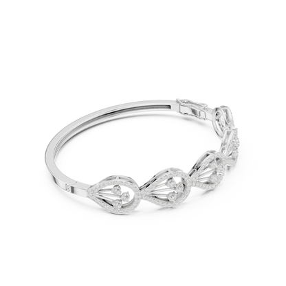 1.75CTW Pear Shape Diamond Halo Filigree Bangle Bracelet - Yellow Gold