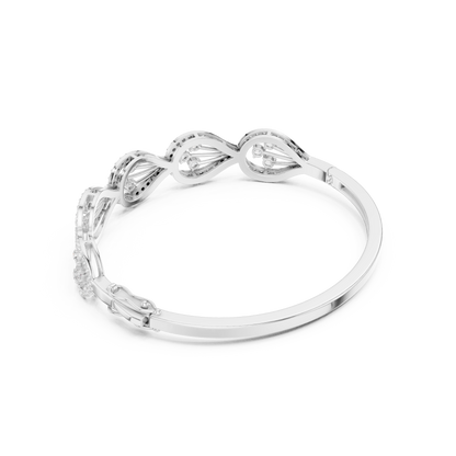 1.75CTW Pear Shape Diamond Halo Filigree Bangle Bracelet - Yellow Gold