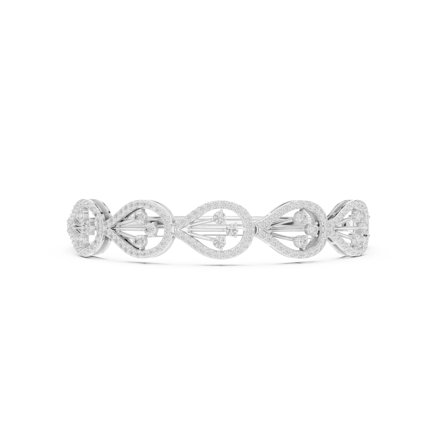 1.75CTW Pear Shape Diamond Halo Filigree Bangle Bracelet - Yellow Gold