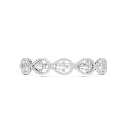 1.75CTW Pear Shape Diamond Halo Filigree Bangle Bracelet - Yellow Gold