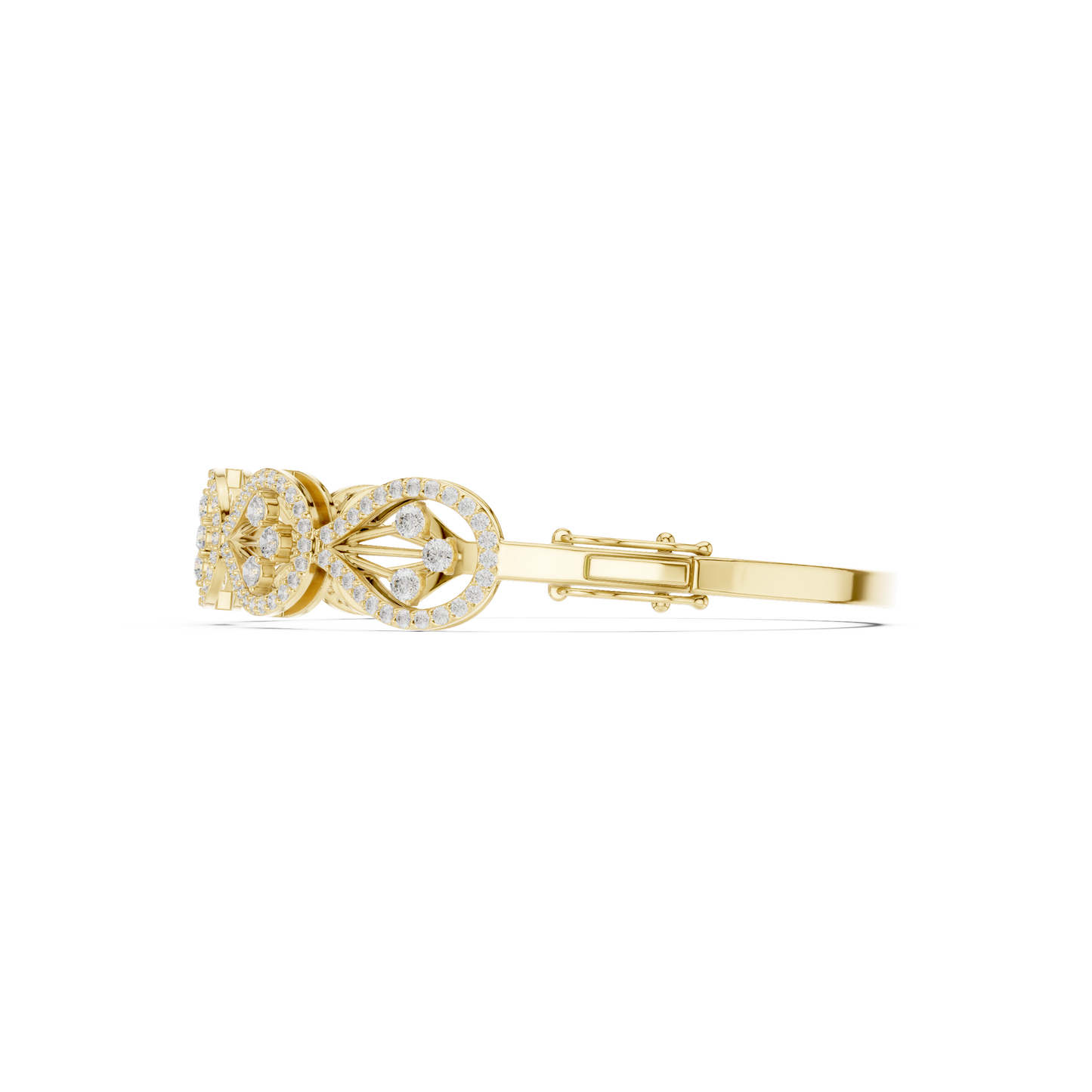 1.75CTW Pear Shape Diamond Halo Filigree Bangle Bracelet - Yellow Gold
