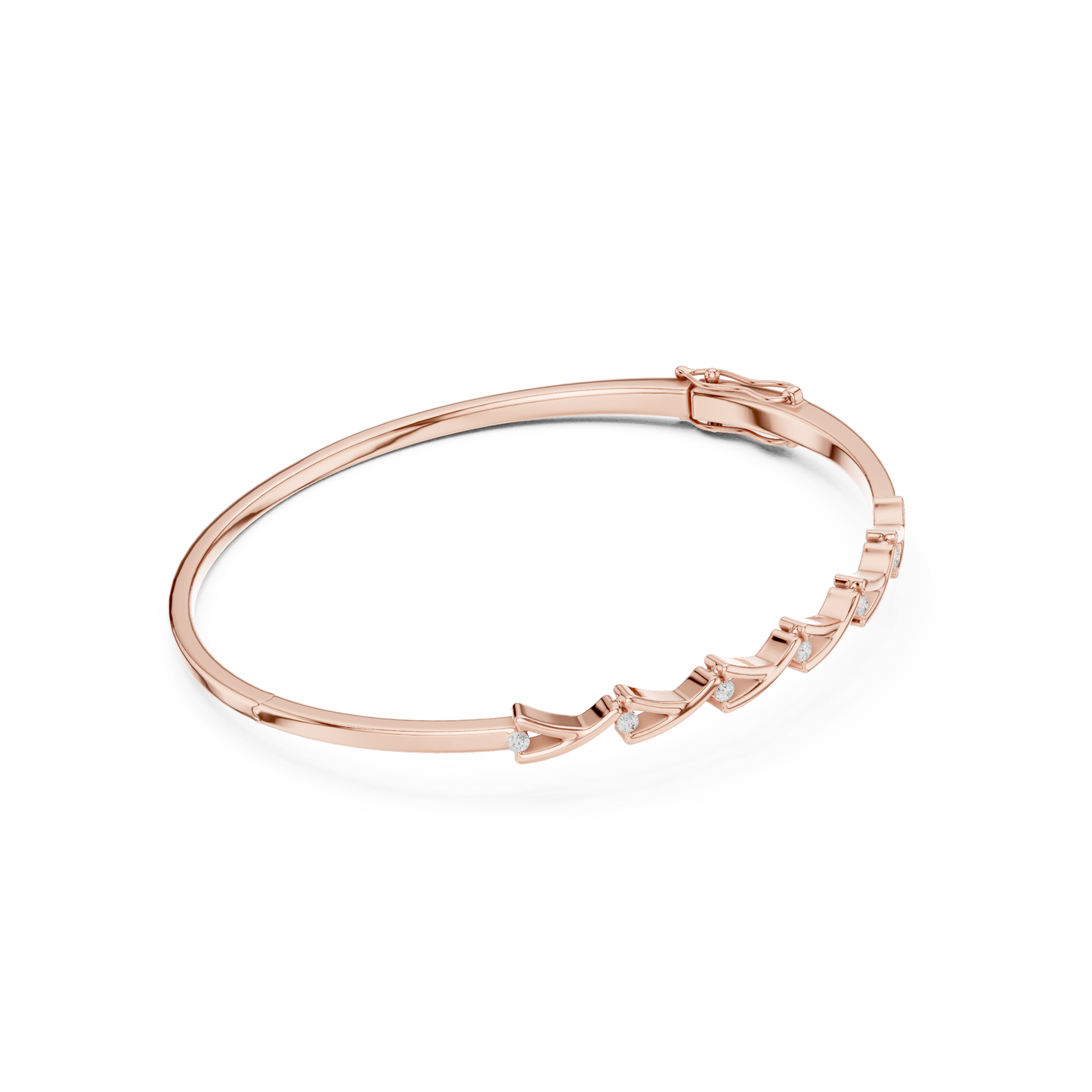 0.09CTW Intertwined Infinity Wave Diamond Bangle Bracelet - Yellow Gold