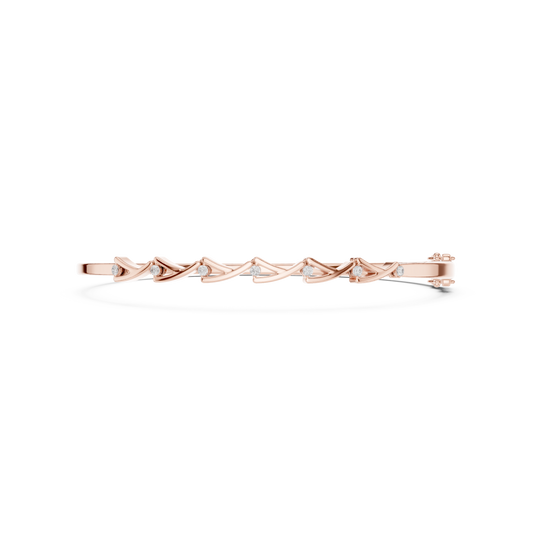 0.09 Carat Intertwined Infinity Wave Diamond Bangle Bracelet - Yellow Gold