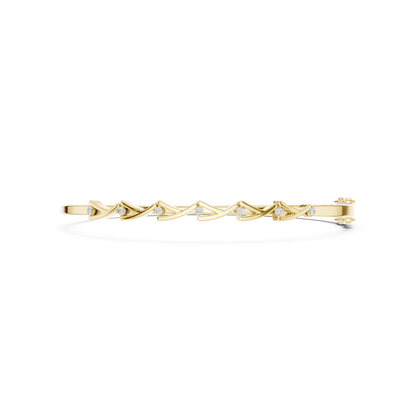 0.09CTW Intertwined Infinity Wave Diamond Bangle Bracelet - Yellow Gold