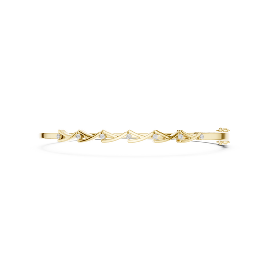 0.09 Carat Intertwined Infinity Wave Diamond Bangle Bracelet - Yellow Gold