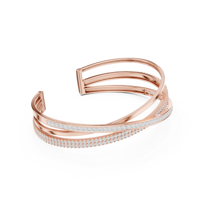 4.63CTW Multi-Row Crossover Diamond Cuff Bracelet in Yellow Gold