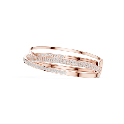 4.63CTW Multi-Row Crossover Diamond Cuff Bracelet in Yellow Gold