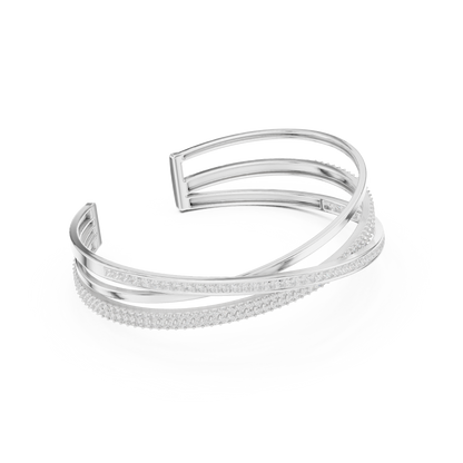 4.63CTW Multi-Row Crossover Diamond Cuff Bracelet in Yellow Gold