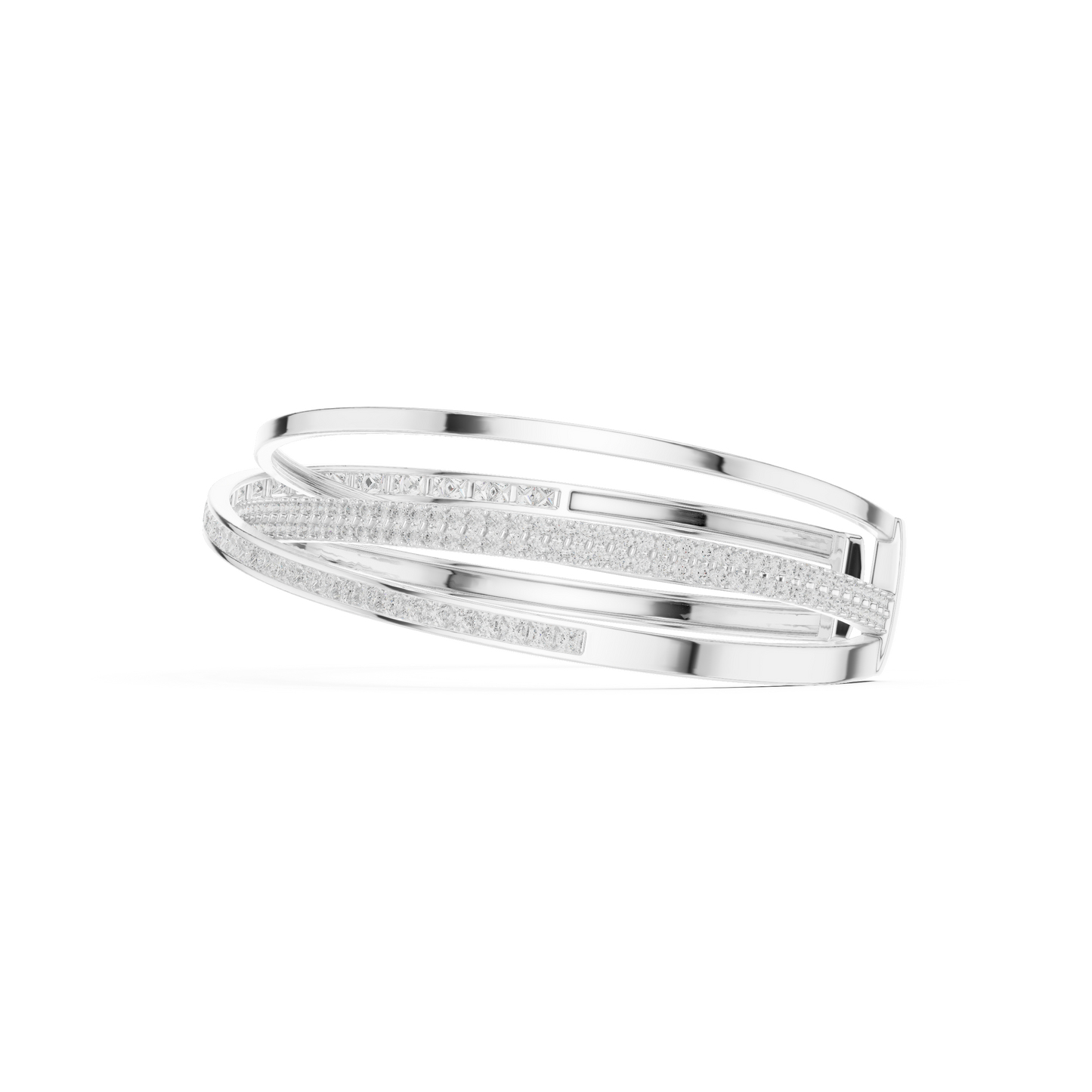 4.63CTW Multi-Row Crossover Diamond Cuff Bracelet in Yellow Gold