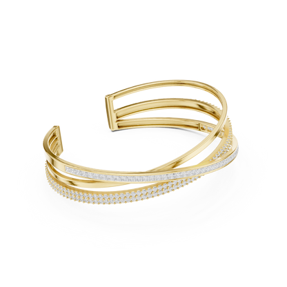 4.63CTW Multi-Row Crossover Diamond Cuff Bracelet in Yellow Gold