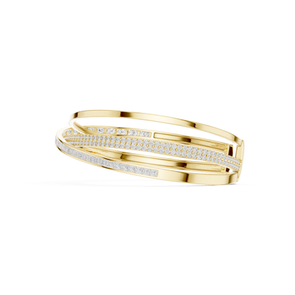 4.63CTW Multi-Row Crossover Diamond Cuff Bracelet in Yellow Gold