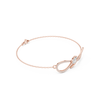0.55CTW Pear Diamond Infinity Loop Chain Bracelet - Yellow Gold