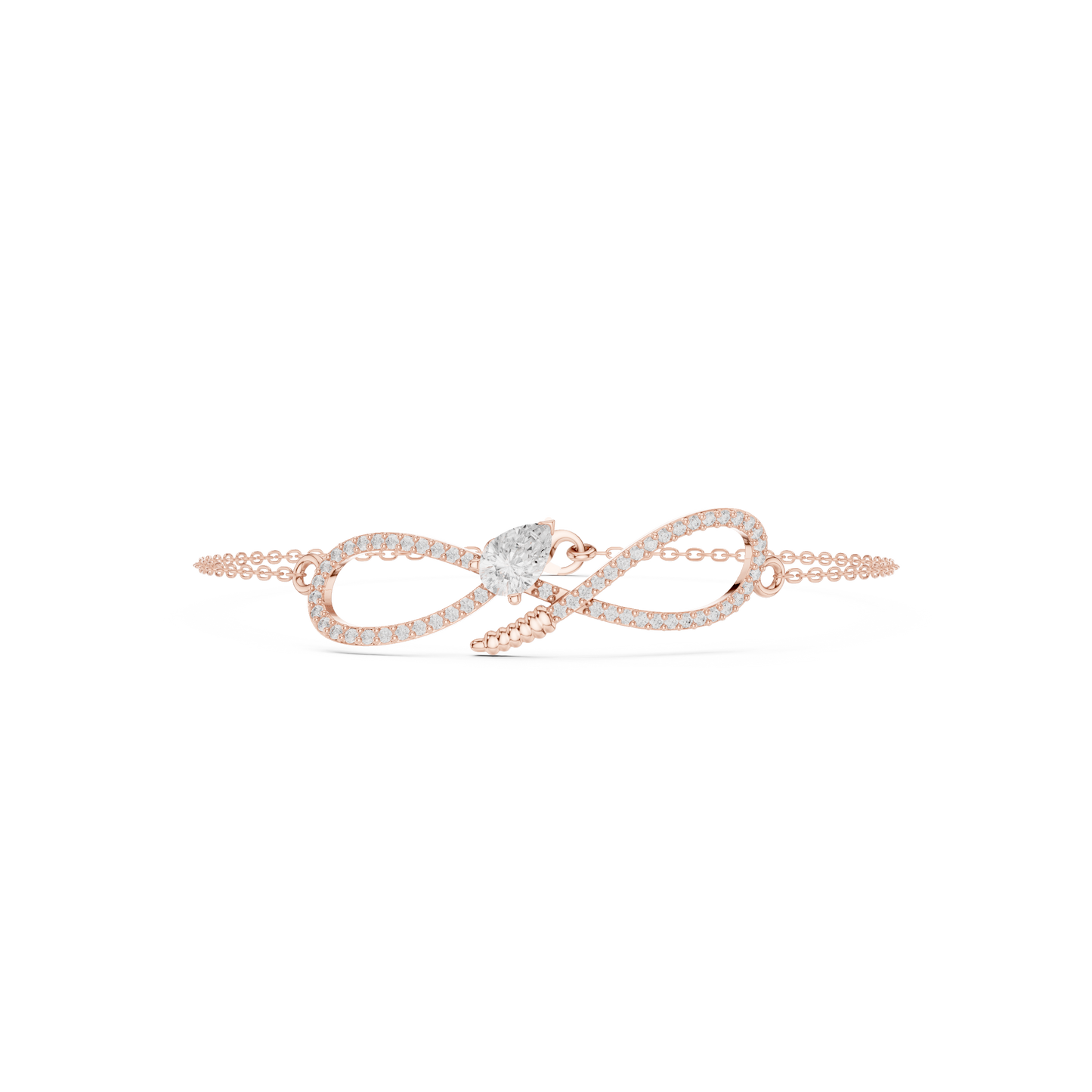 0.55CTW Pear Diamond Infinity Loop Chain Bracelet - Yellow Gold