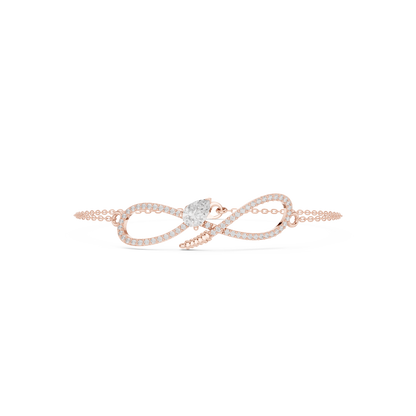 0.55CTW Pear Diamond Infinity Loop Chain Bracelet - Yellow Gold