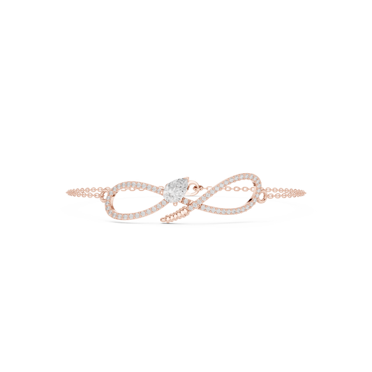 0.55 Carat Pear Diamond Infinity Loop Chain Bracelet - Yellow Gold
