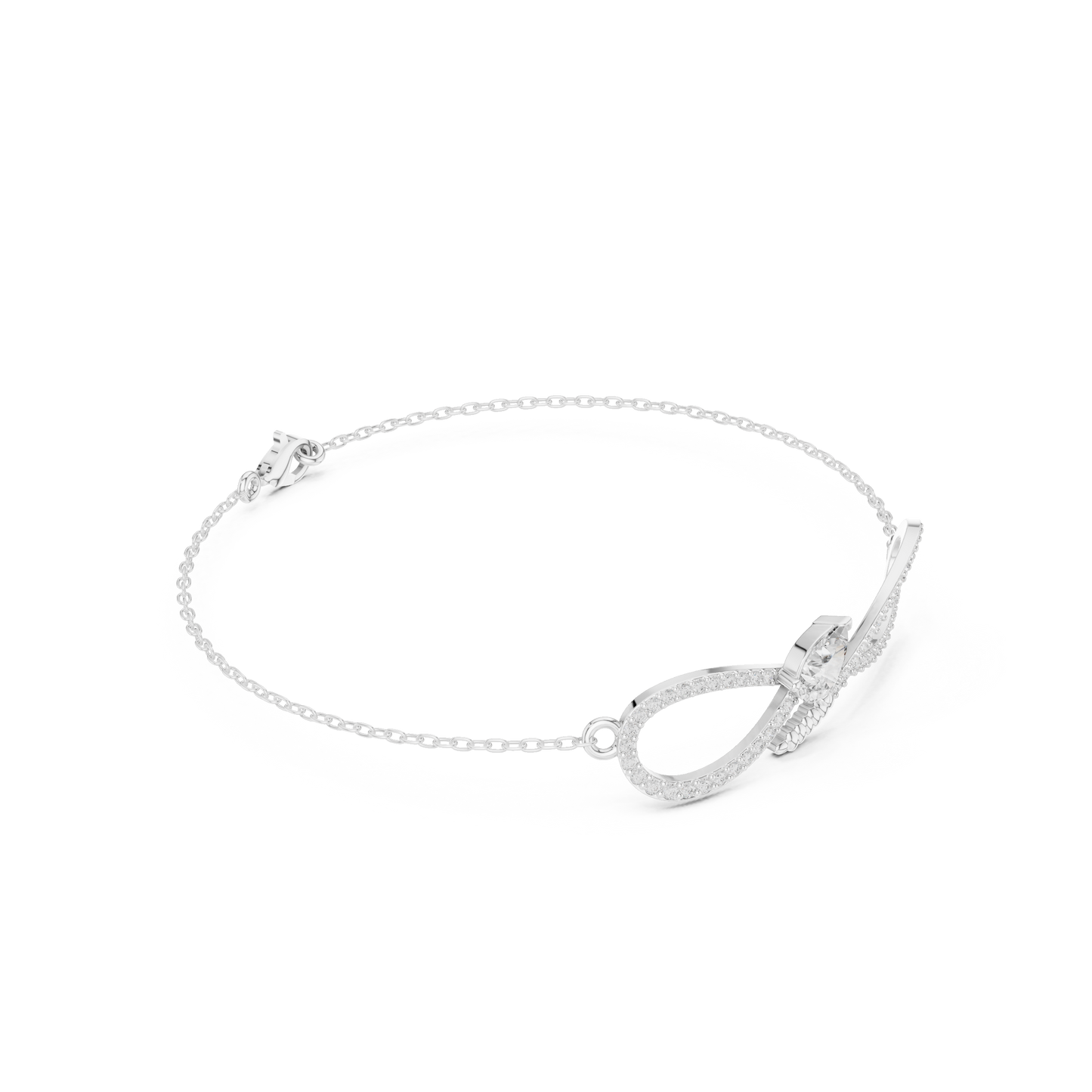 0.55CTW Pear Diamond Infinity Loop Chain Bracelet - Yellow Gold