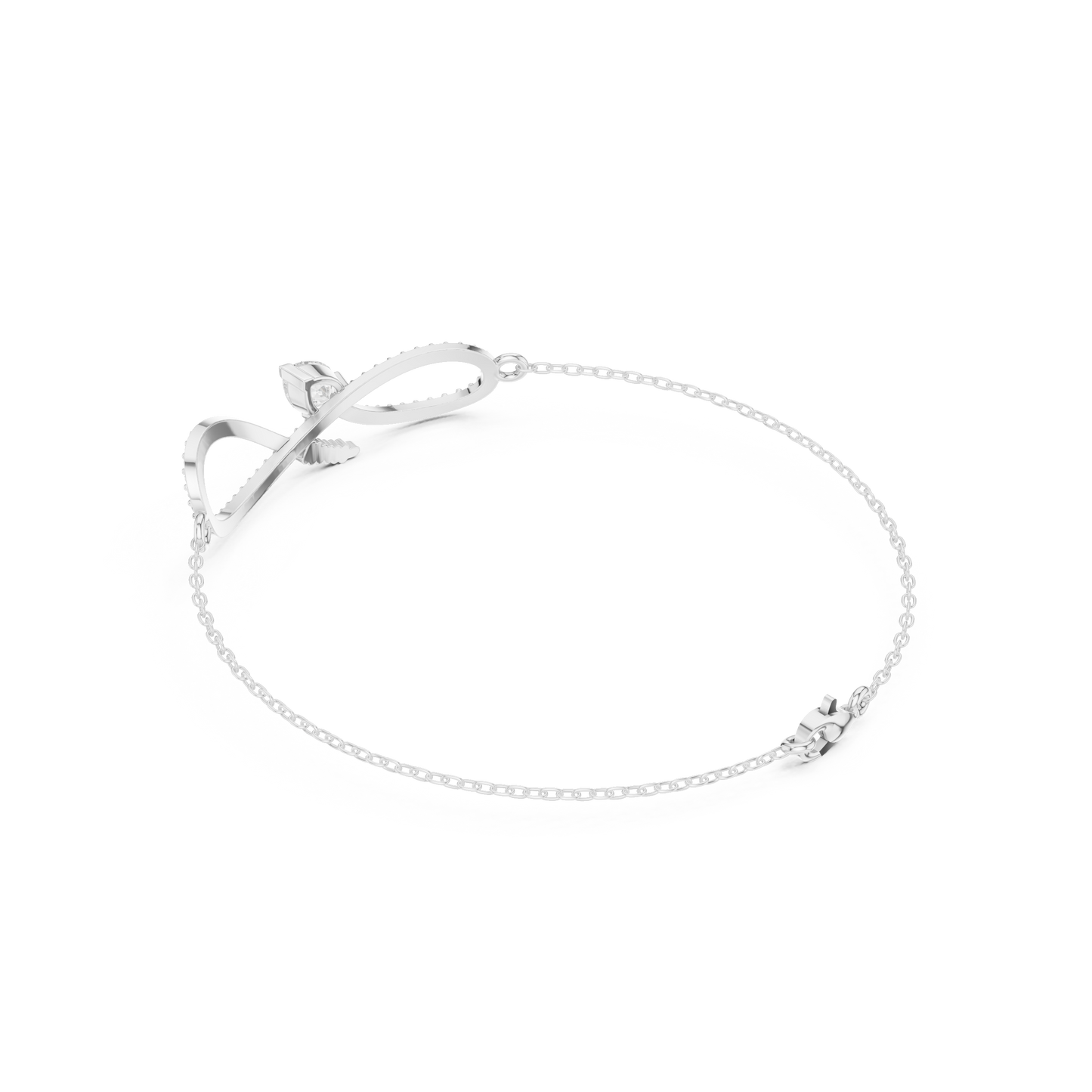 0.55CTW Pear Diamond Infinity Loop Chain Bracelet - Yellow Gold