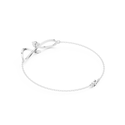0.55CTW Pear Diamond Infinity Loop Chain Bracelet - Yellow Gold