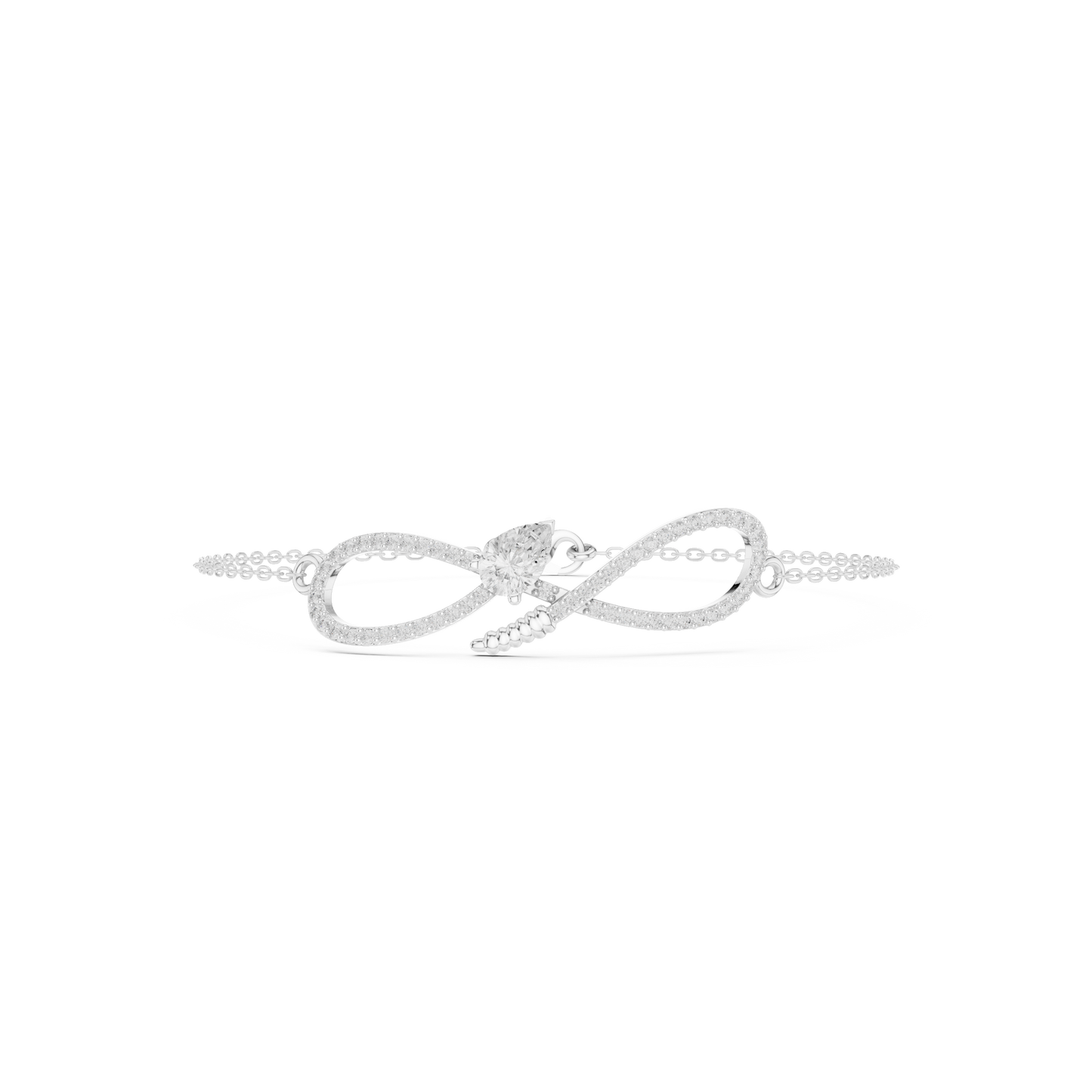 0.55CTW Pear Diamond Infinity Loop Chain Bracelet - Yellow Gold