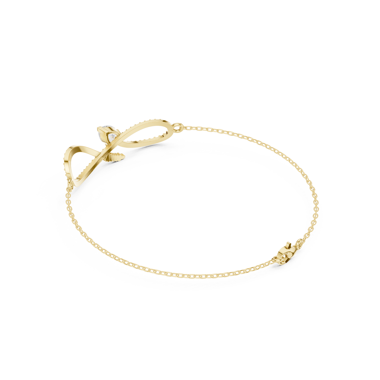 0.55CTW Pear Diamond Infinity Loop Chain Bracelet - Yellow Gold