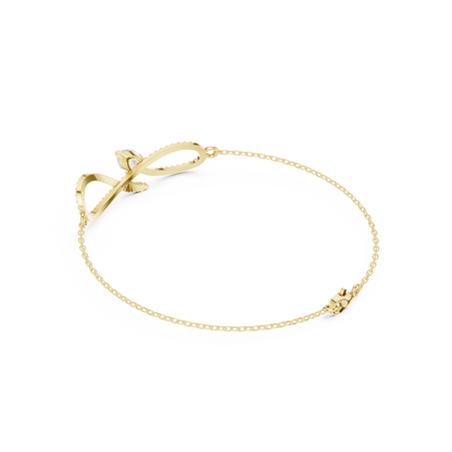 0.55CTW Pear Diamond Infinity Loop Chain Bracelet - Yellow Gold