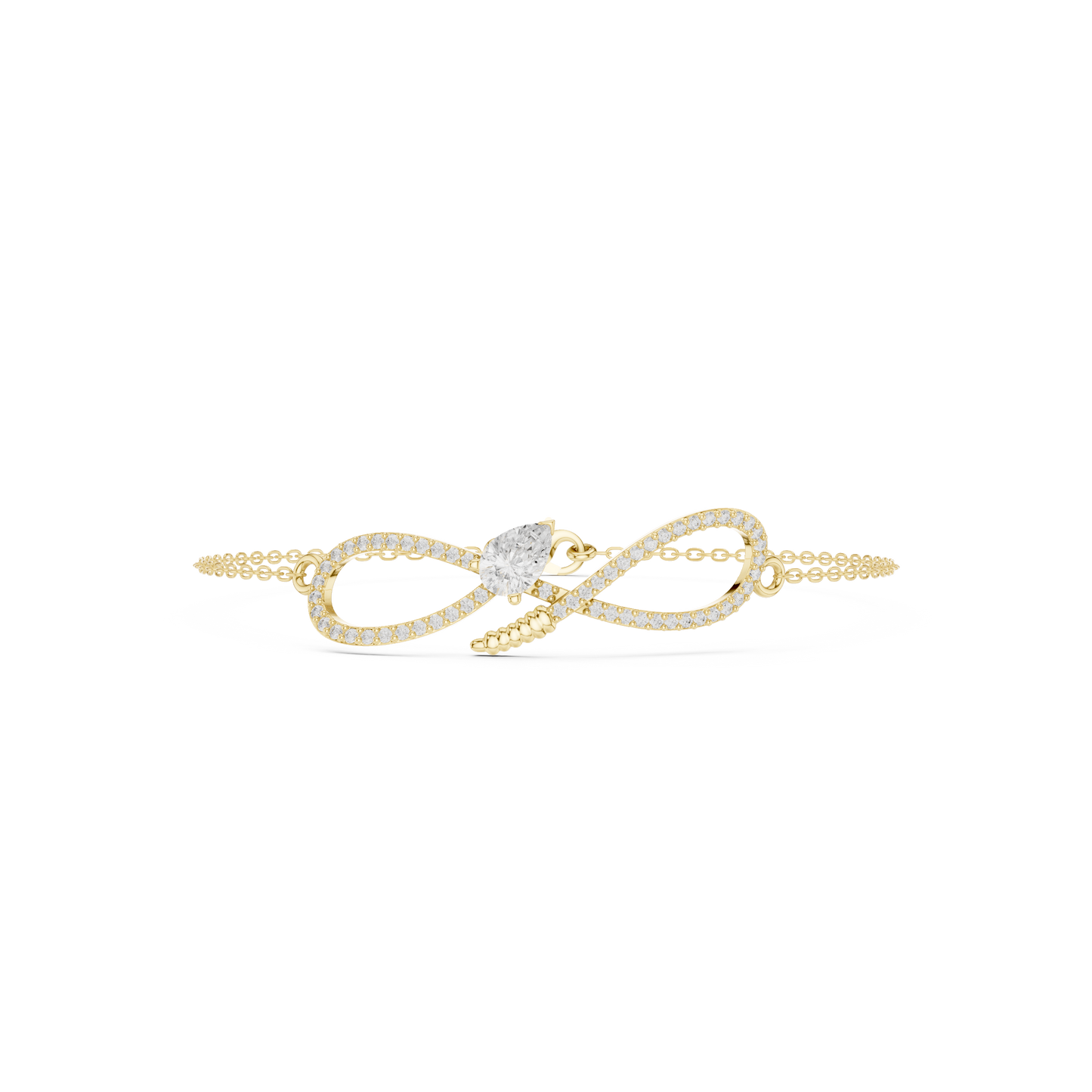 0.55CTW Pear Diamond Infinity Loop Chain Bracelet - Yellow Gold