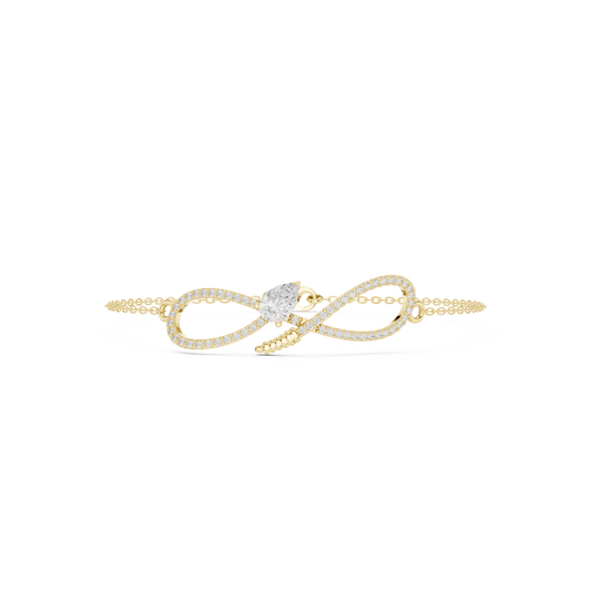 0.55 Carat Pear Diamond Infinity Loop Chain Bracelet - Yellow Gold
