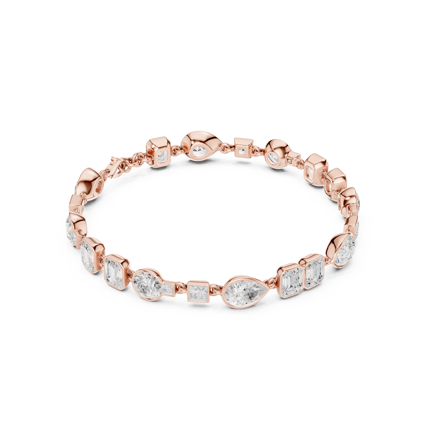 9.03CTW Multi-Shape Bezel Mixed Cut Diamond Link Bracelet - Yellow Gold