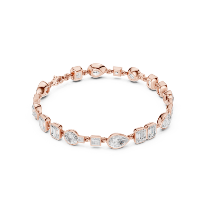 9.03CTW Multi-Shape Bezel Mixed Cut Diamond Link Bracelet - Yellow Gold