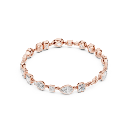 9.03CTW Multi-Shape Bezel Mixed Cut Diamond Link Bracelet - Yellow Gold
