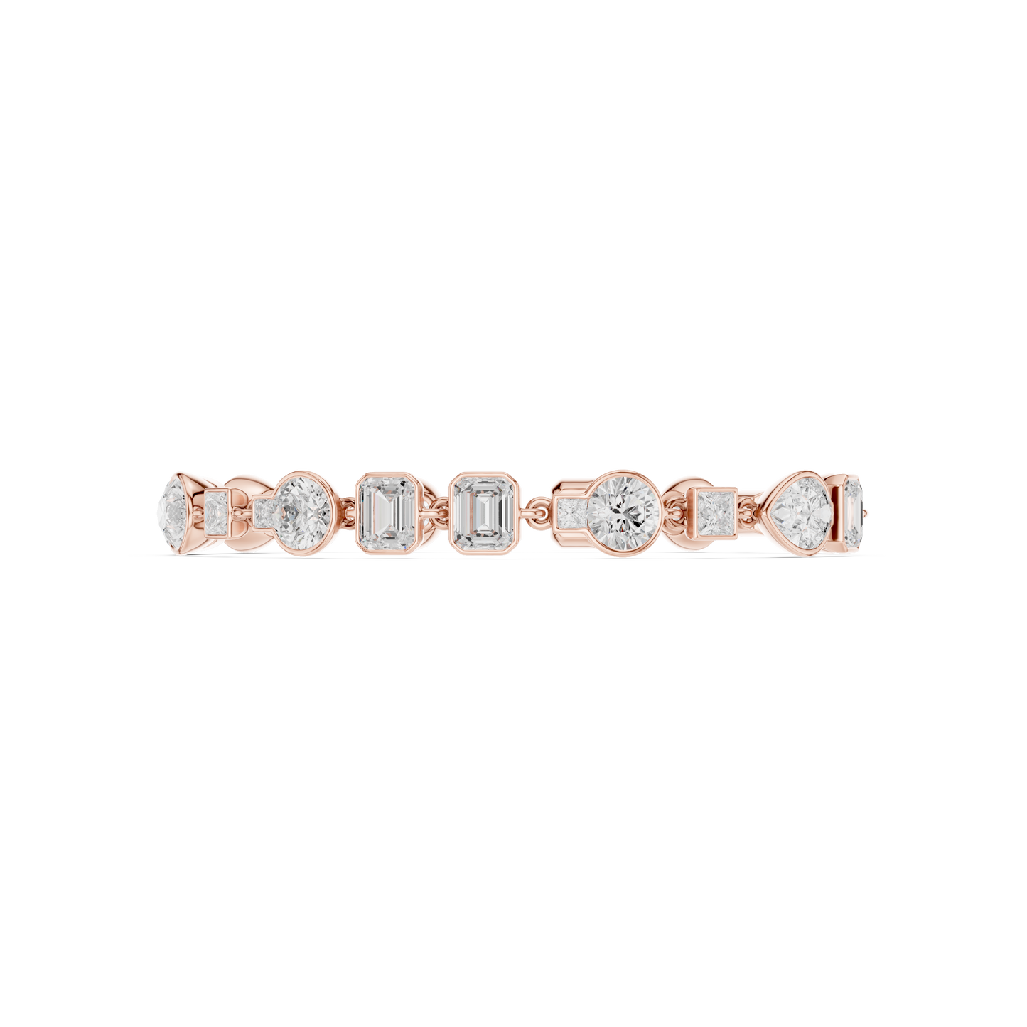 9.03CTW Multi-Shape Bezel Mixed Cut Diamond Link Bracelet - Yellow Gold