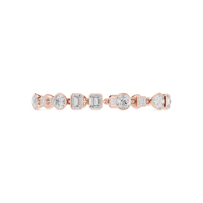 9.03CTW Multi-Shape Bezel Mixed Cut Diamond Link Bracelet - Yellow Gold