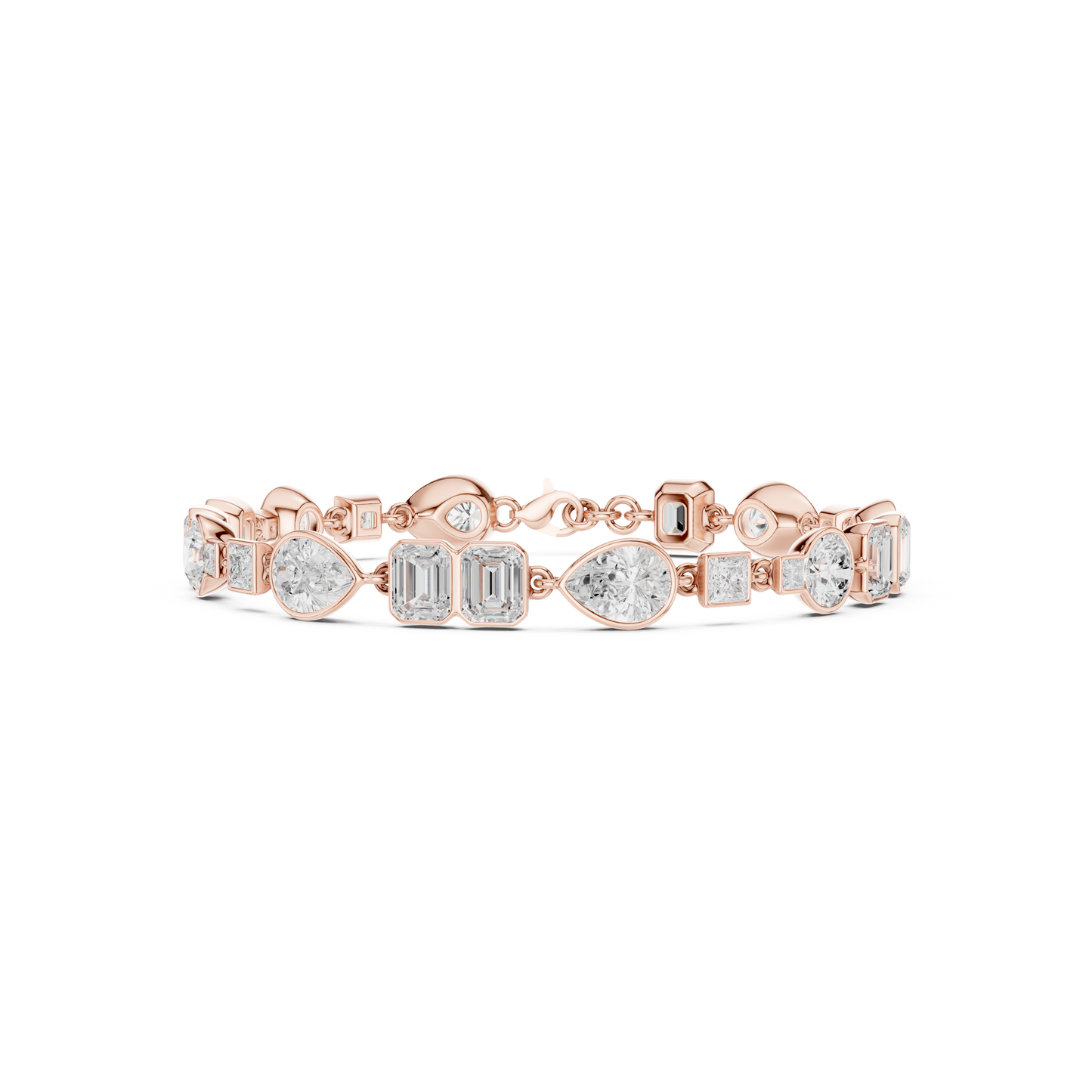9.03CTW Multi-Shape Bezel Mixed Cut Diamond Link Bracelet - Yellow Gold