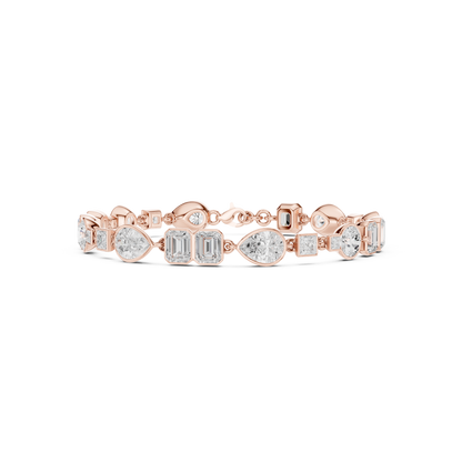 9.03CTW Multi-Shape Bezel Mixed Cut Diamond Link Bracelet - Yellow Gold