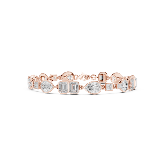 9.03CTW Multi-Shape Bezel Mixed Cut Diamond Link Bracelet - Yellow Gold
