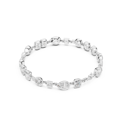 9.03CTW Multi-Shape Bezel Mixed Cut Diamond Link Bracelet - Yellow Gold