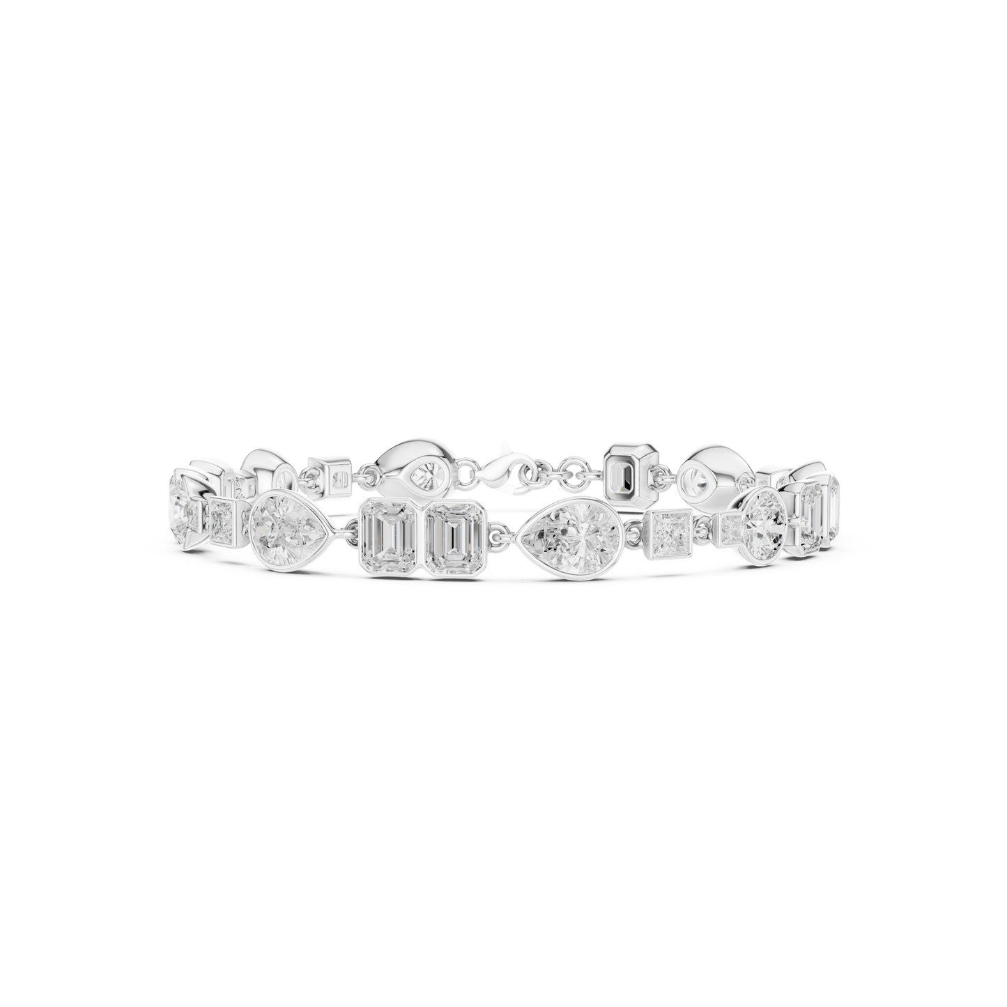 9.03CTW Multi-Shape Bezel Mixed Cut Diamond Link Bracelet - Yellow Gold